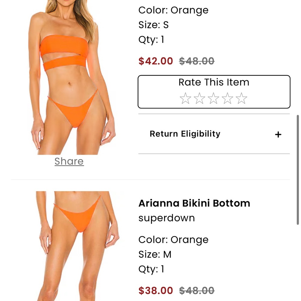 Super Down Orange Bikini Set Small - image 6